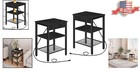 Industrial End Tables With Charging Station And Usb Ports - Adjustable Shelves