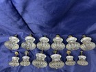 Vintage Antique Ribbed Glass Cabinet Drawer Knobs Lot Of 12 Brass Hardware