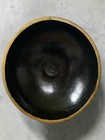 Antique Primitive Wood Dough Bowl 15  X 4 25    Painted Black   Gold
