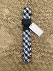 Boys Tommy Hilfiger Untied Neck Tie Blue Black Plaid 100  Polyester