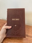 Kjv Giant Print Bible   Natural Genuine Leather   Thumb-indexed   Red Letter