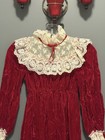 Dance Allure Girls Vintage Red Velvet Long Dress With Lace Size Small