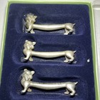 Vintage 6 Cat With Bow Tie Knife Rests Silverplate - Original Box