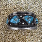 Vintage Navajo Bracelet Turquoise Sterling Silver Large Huge 152 Grams   