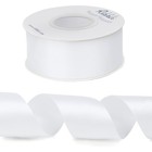 White Double Faced Satin Ribbon 1-1 2    X Continuous 25 Yards use For Bows