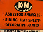 Rare Vintage K   M    best In Asbestos    Double Sided Porcelain enamel Flange Sign