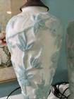 Pair Of Vtg Phoenix Consolidated Satin Glass Table Lamps Art Deco Aqua   White