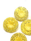 Vintage Set Of 7 Yellow Glass Flower floral Buttons - 11 16   g5 