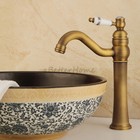 Vintage Antique Brass Sink Faucet Bathroom Single Handle Wash Basin Mixer Tap