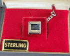  925 Sterling Silver Tie Bar Clip In Original Box Letter   C   Vintage
