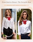 Ladies Adjustable Pre Tied Bowtie - Solid Color Bow Ties For Women Wine Red