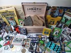 Junk Drawer Lot Collectibles  Cards  Wooden Storage Box Misc    c5