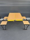 70s Vtg Milwaukee Handy Folding Table Chair Set Stamping Co Usa Yellow Picnic