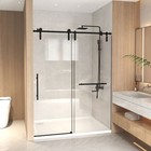 50-54  X 76  H Sliding Frameless Shower Door  8mm  Clear Tempered Glass Black