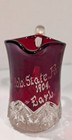 Vintage Ruby Red Souvenir Etched Glass Pieces  Different Types And Dates