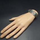 Old Harvey Era Hand Stamped Sterling Silver Concho Cuff Bracelet With Turquoise