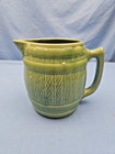 Vintage Large Pottery Green Barrel Pitcher 6  Tall Mccoy 