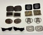 Lot Of Antique  vintage Brass Plastic Metal Fabric Shoe Clips buckles