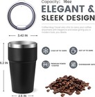 16oz Tumbler Vacuum Insulated Travel Mug Stainless Steel Cup With Lid Black