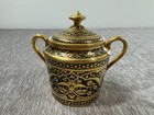 Limoges Superieur Legrand French France Black   Gold Sugar And Creamer Set Lid