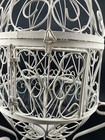 Vtg Egg Shaped 2 Tiered Shelf Metal Bird Cage Cottagecore Shabby Chic Home Decor