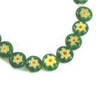 Flat Glass Millefiori Beads  10mmx4mm  Green  Yellow Red  Gloss Finish  20 Pcs