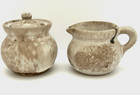 Mccarty Pottery Merigold Ms Nutmeg Creamer Covered Sugar Signed River 2 5  Rare 