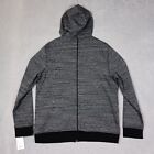 Apt  9 Bomber Jacket Men Large Gray Black Marled Knit Hooded Full Zip Active Nwt