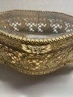 Vintage Filigree Jewelry Box Dresser Vanity Casket Case Beveled Glass 3 X3 5x6   