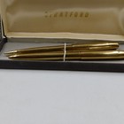 Stratford Gold Tone Ballpoint Pen   Mechanical Pencil Set Original Case Vintage