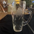 Vintage Etched Flower  Plant Glass Martini Pitcher W Stirrer 24 Oz  8   