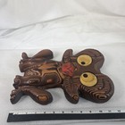 Hand-carved Wooden Frog Wall Hanging Decor W  Felt Eyes   Tongue Accent