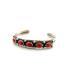 6 5    Navajo 925 Sterling Silver Red Coral Cuff Bracelet 24 5g