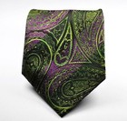 New Classic Paisley Green Purple Jacquard Woven 100  Silk Men s Tie Necktie