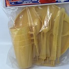 Vintage Plates Cups Silverware Picnic Set Pic-nic- Set Plastic Mcm Retro Yellow