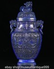 11 8  Chinese Natural Hetian Jade Carving Dragon Beast Handle Bottle Vase Pair