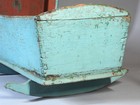 18thc  American Primitive Bonnet Top Robins Egg Blue Pine Childs Rocking Cradle