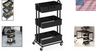 Black Metal Rolling Cart - 3 Tier Utility Organizer