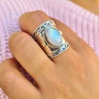 Moonstone Ring 925 Sterling Silver Band  statement Ring Handmade Ring  All Size