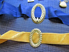 Antique   Vintage Doll Items Lot Brass   Mop Belt Buckles Lace Fan Heart Chain