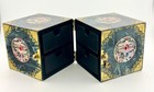 Vintage Korean Lacquer Jewelry Box Mother Of Pearl Inlay Folding Cube Crane