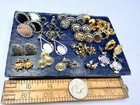 31 Pairs Vintage Gold   Silver Tone Earrings Blanks Settings Bezel Findings A