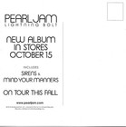 Pearl Jam Vintage 2013 Rare Infallible Promo Postcard 5x5 For Lightning Cd Mint