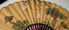 Chinese Fan Hand Painted Plants And Birds Wall Display Large Vintage 37x20