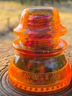 Hemingray 42 Glass Insulator Hand Colored Orange Purple Electric Fusion Art