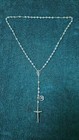 Vintage Silver Nickel Catholic Italian Aurora Borealis Rosary Italy Crucifix New