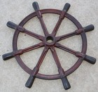 Antique Large Red Solid Cast Iron 8 Spoke 28  Nautical Ship Wheel 356 Industrial