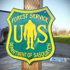  department Of Sasquatch  Bigfoot Sign - Vintage Forest Service Design - Alum   