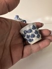 Vintage Chinese Blue   White Porcelain Miniature Tea Set  5 Pieces     Doll Size