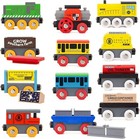 12 Wooden Train Cars Set With Storage Box   Tunnel     Compatible With  ages 3-7 